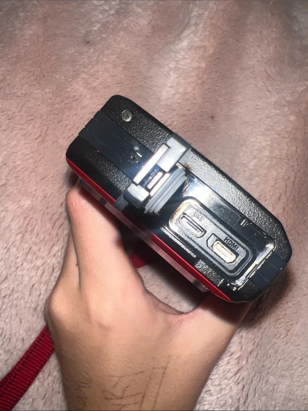 Olympus Red and Black Digital Camera with HDMI Port